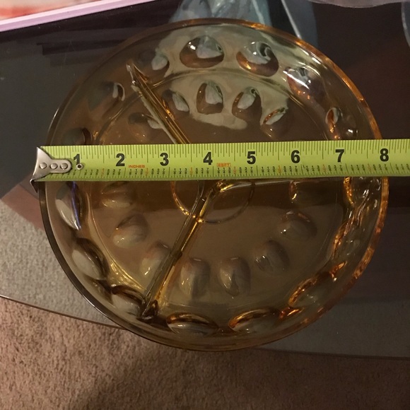 Vintage Hazel Atlas Reflection Amber Thumbprint 3-part Divided Relish Dish - Picture 6 of 7
